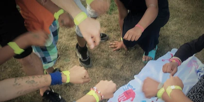 People clench their fists